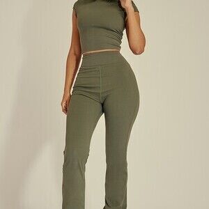 Petite Green Snatched Sculpt Flares